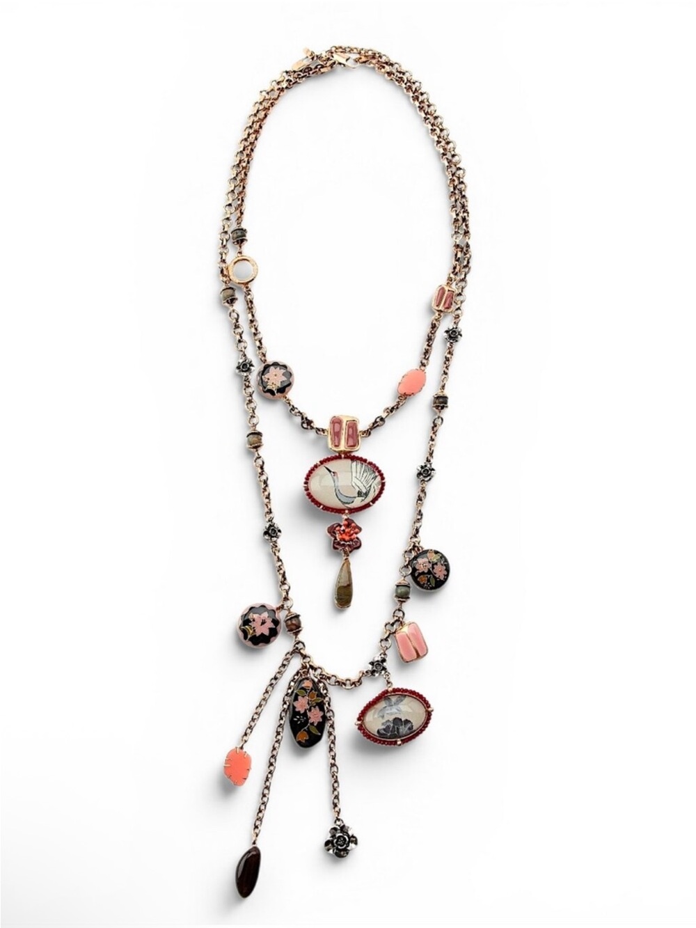 ZARA 2 Pack of Resin Charm Link Necklaces NWT